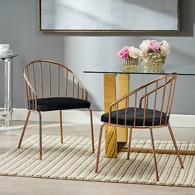 #ad Marcia Modern Velvet Dining Chair with Stainless Steel Frame Set or 2 $345.10