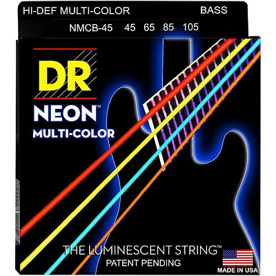#ad DR Strings Hi Def NEON Multi Color Coated Medium 4 String Bass Strings $23.99