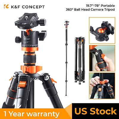 #ad Kamp;F Concept 78 inch Aluminum Camera Tripod with 360 Degree Ball Head for DSLR $79.99