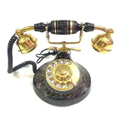 #ad Maritime Telephone Brass Rotary Dial Vintage Style Working Landline For Decor $129.50