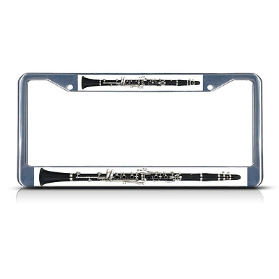 #ad CLARINET MUSICAL INSTRUMENT Metal License Plate Frame Tag Border Two Holes $17.99