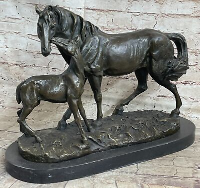 #ad Bronze Marble Statue Rodeo PBR Stallion Horse Trainer Handler Western Farm Ranch $279.65