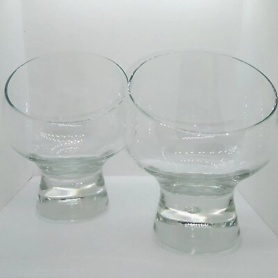 #ad Pair Mid Century Dansk Candle Holder Controlled Bubble Clear Crystal Angled $39.00