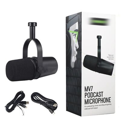 #ad Black Shure MV7 Cardioid Dynamic Vocal Broadcast Microphone USB amp; XLR Outputs $139.00