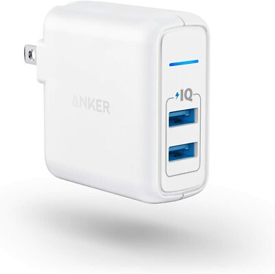 #ad Anker PowerPort 2 Dual USB 24W Wall Charger Charging Power Adapter Foldable Plug $12.99