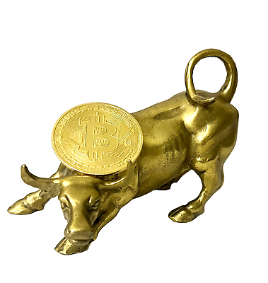 #ad quot;Bitcoin Bullquot; Brass Figurine Statue Small 12.5cm L 6cm W 9cm Tall $99.95