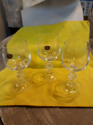 #ad Three Rare Bohemian Crystal Glasses Made In Czechoslovakia $30.00