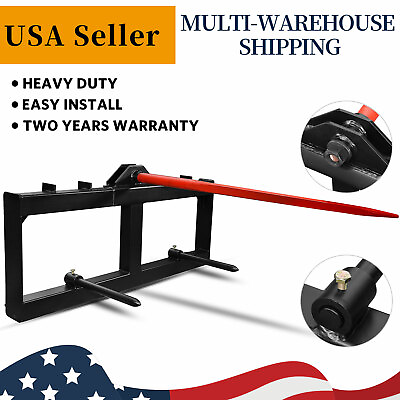 #ad Hay Bale Spear Skid Steer Tractor Loader Quick Tach Attachment Moving Hay Bale $242.24