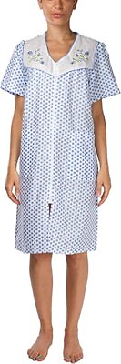 #ad Womens Blue Shift Duster Housekeeping Zipper Front Dress Medium to 3X $17.00
