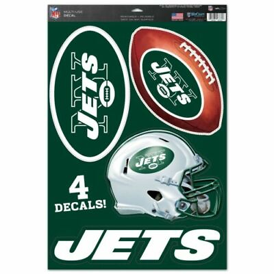 #ad NFL New York Jets Wincraft 11quot; X 17quot; 4 Multi Use Peel Off Decals NEW $14.50
