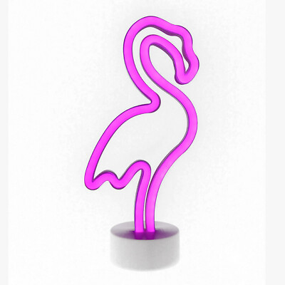 #ad Neon Knight NS1906031 Neon Pink Flamingo USB Lamp Light W Stand $17.29