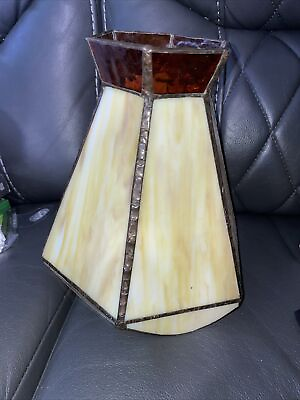 #ad VINTAGE SLAG GLASS TABLE LAMP SHADE 7In D. 8 in tall. $65.00