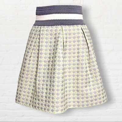 #ad Maeve Skirt Womens XS Grey Yellow High Waist Mini Flounce Anthropologie Short $39.87