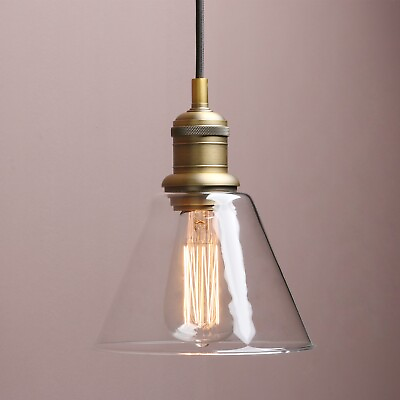 #ad Vintage Hanging Pendant Light Funnel Flared Glass Shade Kitchen Island Lighting $58.99