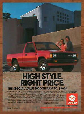 #ad 1987 Dodge Ram 50 Vintage Print Ad Poster Car Truck Man Cave Bar Art Décor Retro $14.99