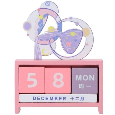 #ad Wooden Desk Blocks Calendar Pink Wood Month Date Display Blocks for Desk Acce... $21.30