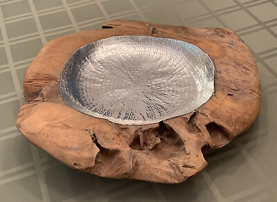 #ad 19quot; Custom Made Natural Wood With Aluminum Centerpiece Bowl by Dimond Home MINT $254.99