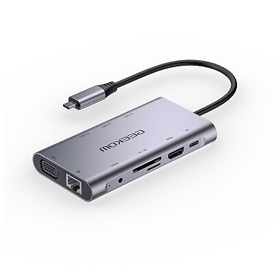 #ad 10 in 1 USB C HUB Type C to HDMI VGA USB Multi Port Adapter for PC LaptopMacbook $39.99