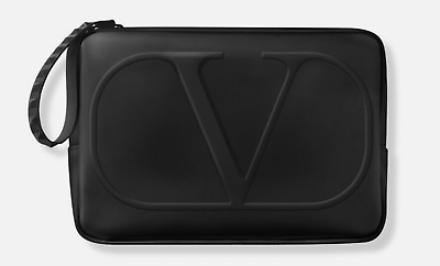 #ad #ad Valentino Beauty Black Toiletry Bag with quot;Vquot; Logo and Studded Zipper $49.00
