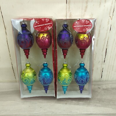 #ad Lot Of Two Disney Holiday Set of 4 Shatterproof Ornaments Hidden Mickey 5 1 2quot; $29.99
