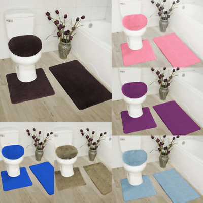 #ad #ad 3 Piece Bathroom Bath Mat Contour Rug Set with Toilet Lid Cover #6 $17.00