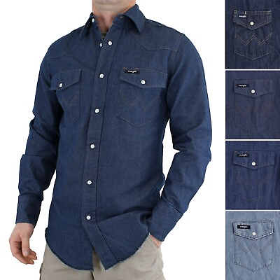 #ad #ad Wrangler Men#x27;s Barstow Western Shirt 2 Pocket 100% Cotton Snap Up Serge Hemline $24.99
