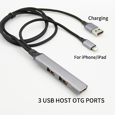 #ad For iPhone to 3 USB Host Female OTG Adapter with USB Charing Cable for iPad $9.72