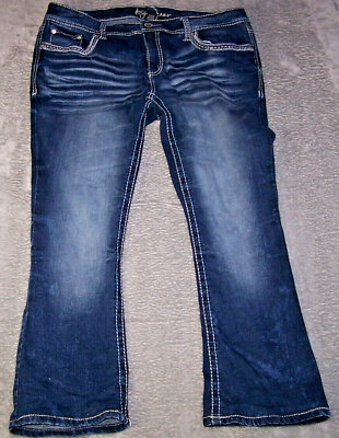 #ad Ariya Distressed Embellished Stretch Jeans 38X27 Tag 16 Women#x27;s Blue Pre Owned $30.00
