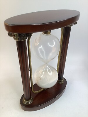 #ad 10” Large Vintage Wood Metal Glass Rotating Hourglass L2 $145.88