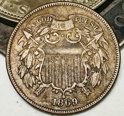 #ad 1869 Two Cent Piece 2C Ungraded Civil War Era US Copper Coin CC21208 $53.99