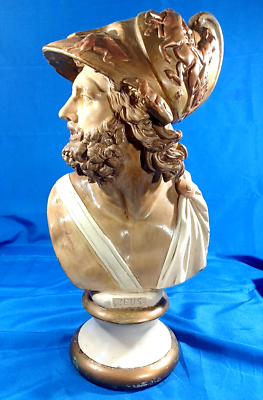 #ad Antique Painted Sculpture Bust King Ajax Menelaus Sparta Italy $212.46