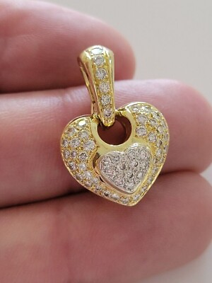 #ad Heart Shape Real Moissanite Women Heart Pendant 14K Yellow Gold Plated 3 Ct $167.99