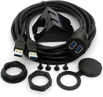 #ad Car Dash Panel Flush Mount Dual USB Male To Female Extension Cable Waterproof $12.13