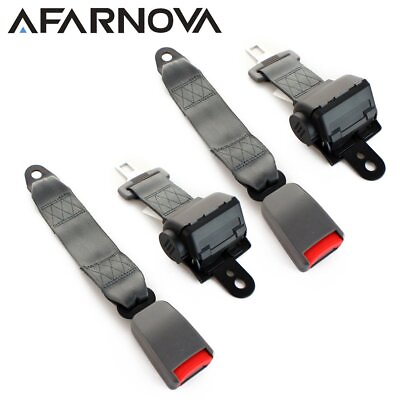 #ad 2Set Gray 2 Point Harness Seat Belt Lap Strap Retractable Replace Belt Universal $68.00