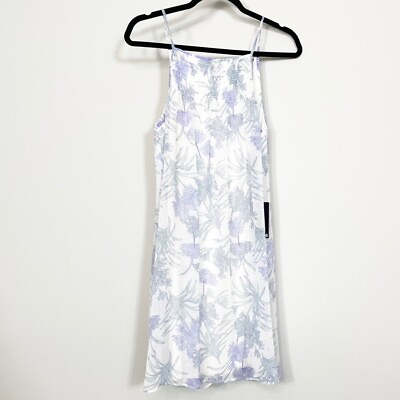 #ad Express Dress Womens Floral Sleeveless Mini Blue White Ladies Medium NEW $9.69