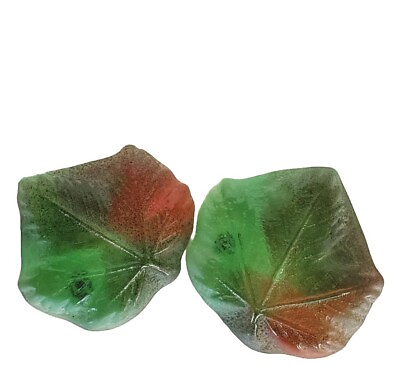 #ad Colorful Glass Maple Leaf Paperweight Home Decor Made In U.k. Set Of 2 $16.00