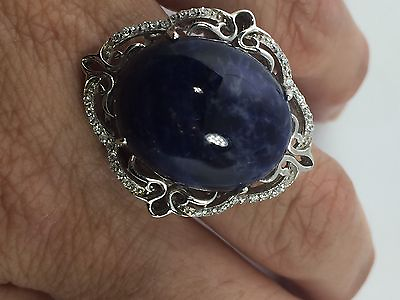 #ad Vintage Genuine Blue Lapis Lazuli 925 Sterling Silver Size 6 Cocktail Ring $145.00
