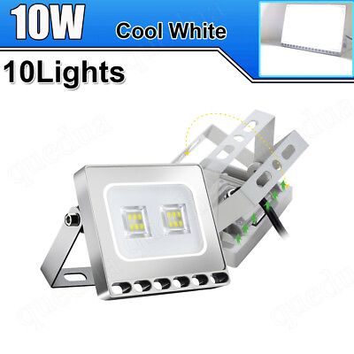 #ad 10X 10W LED Flood Light Outdoor Spotlight Garden Yard Security Lamp Cool White $50.99