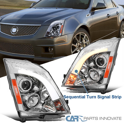 #ad SwitchbackSequential LED Fits 08 14 Cadillac CTS Projector Headlights Lamps $265.45