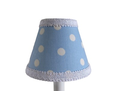 #ad Baby Blue amp; White Dot Chandelier Shades 5quot; Mini Lamp Sconce Shade Boy Nursery $5.00