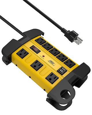 #ad 8 outlets2 USB portHeavy Duty Surge Protector Power Strip1350J and 6ft Cord $29.69