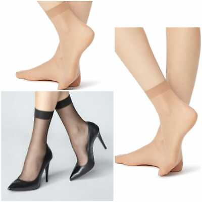 #ad 10 20 Pairs Women Nylon Elastic Short Ankle Sheer Stockings Silk Short Socks USA $3.35