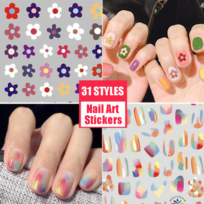 #ad Nail Stickers Waterproof Nail Art Design DIY Decal Flower Fruit Starter Easy Use $1.95