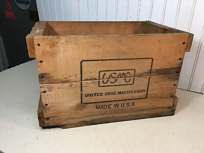 #ad Antique UNITED SHOE CORP USA SHIPPING CRATE RUBBER HEELS 17X11X11in $76.50