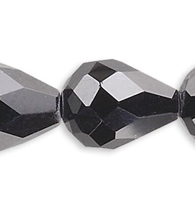 #ad 1 Strand Black 8x6mm Teardrop 56 Facets Crystal Beads with 1.4 1.5mm Hole * $9.93