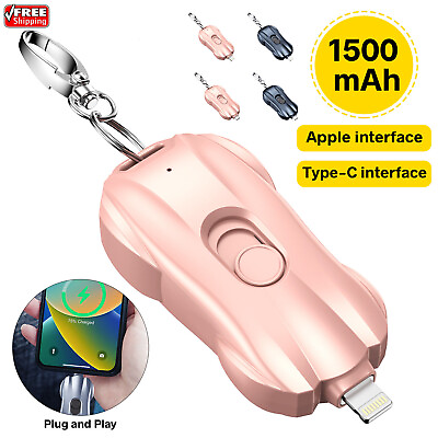 #ad Portable Mini Keychain Power Bank Emergency Charger For Phone Type c 1500mAh $5.99
