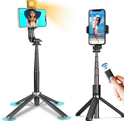 #ad US Professional Selfie Stick Tripod Stand All in 1 Integrated BT Wireless Remote $26.59