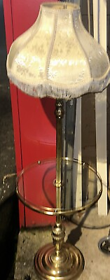 #ad #ad Brass Glass Tray Table Floor Lamp Mid Century Stiffel Lampshade amp; Style 4ft X 1 $250.00