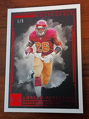#ad 2019 Impeccable #60 Adrian Peterson Redskins Ruby SSP 1 8 $30.00