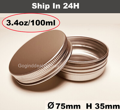 #ad 10 Set Aluminum Tin Small Round Screw top Metal Tins container Storage Travel $15.99